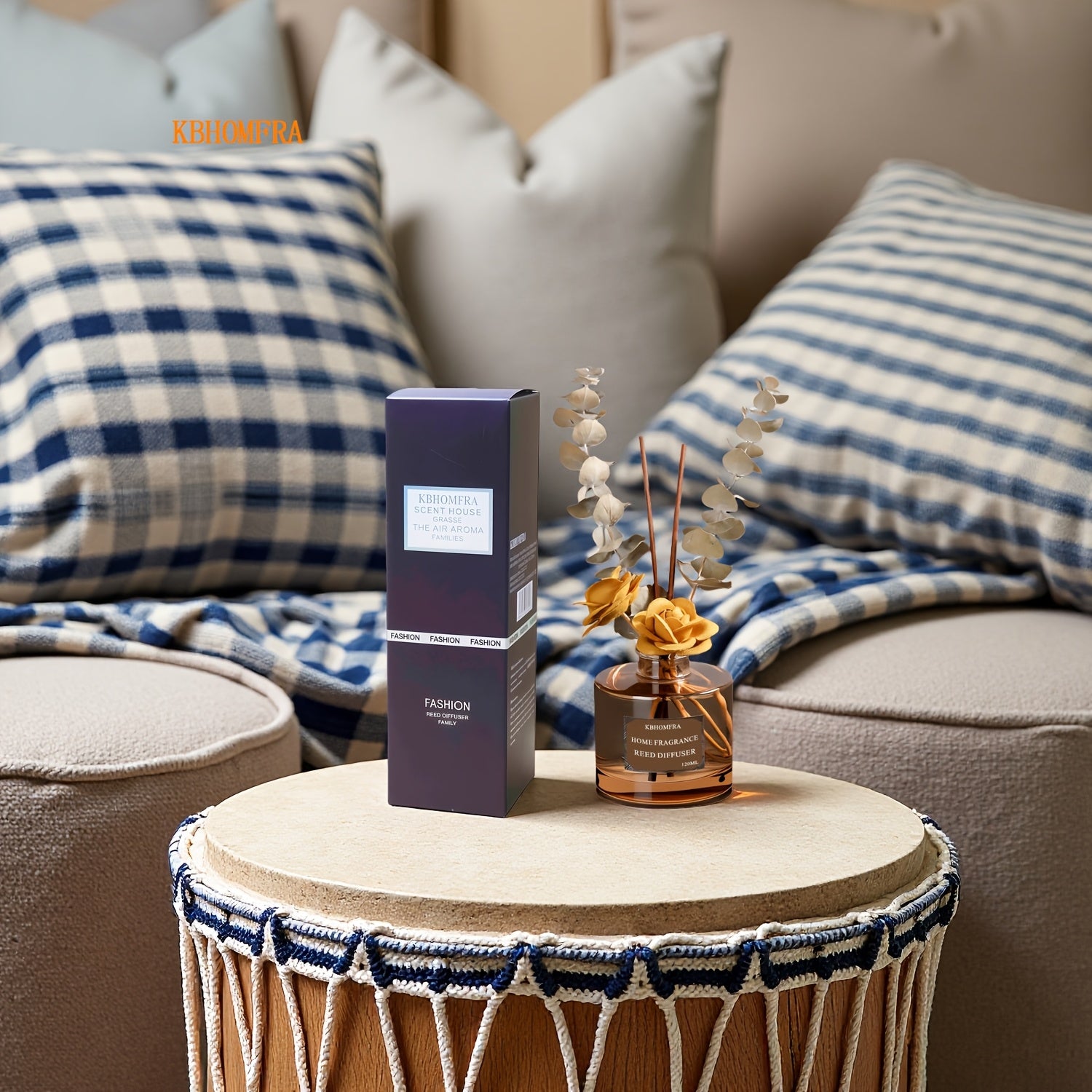 2pcs KBHOMFRA Dried Flower Reed Diffuser Jasmine Cedar Sandalwood Scent Diffusers with Stick for Home Bedroom Bathroom Diffuser Freshens Deodorizes Air.
