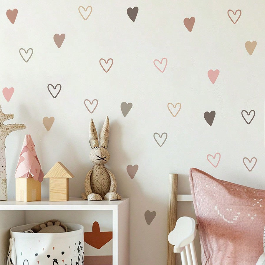 Chic Heart-Shaped Wall Decal - Easy Peel & Stick, Removable PVC Sticker for Bedroom, Living Room, and Wardrobe Decor