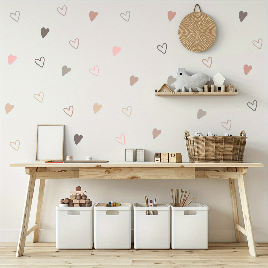 Chic Heart-Shaped Wall Decal - Easy Peel & Stick, Removable PVC Sticker for Bedroom, Living Room, and Wardrobe Decor