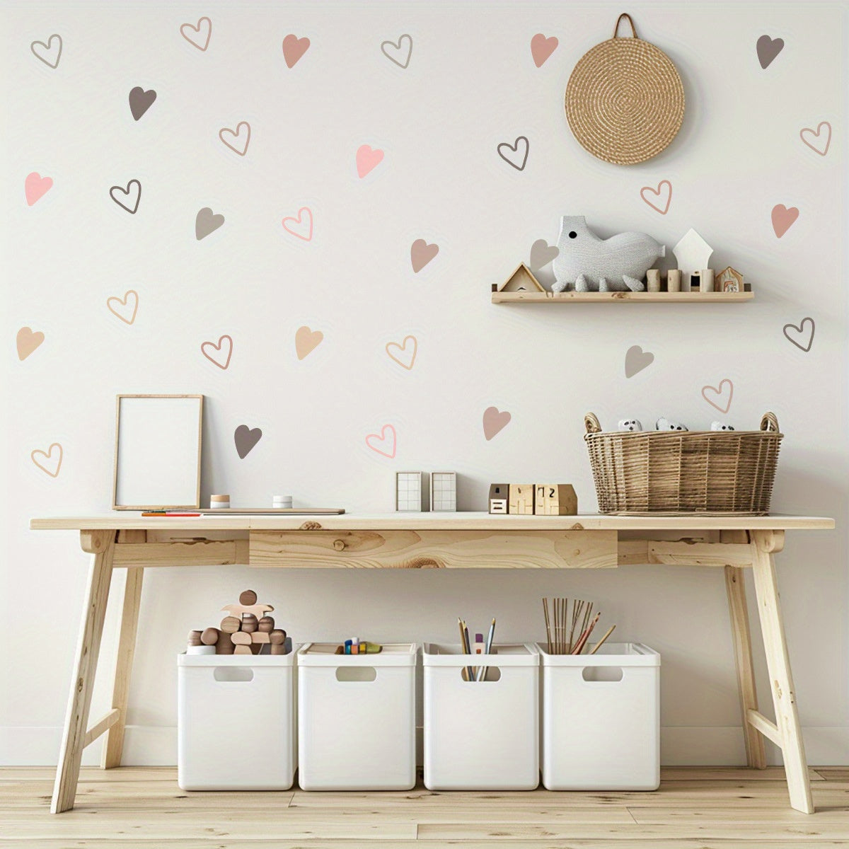 Chic Heart-Shaped Wall Decal - Easy Peel & Stick, Removable PVC Sticker for Bedroom, Living Room, and Wardrobe Decor