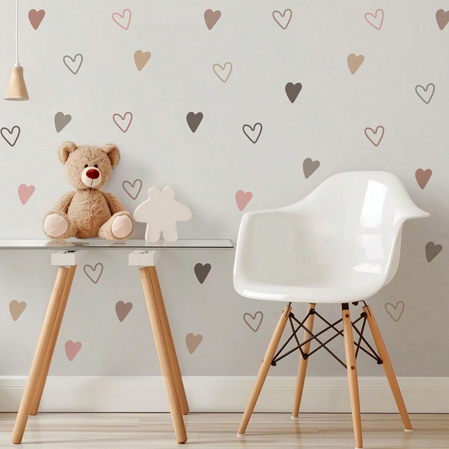 Chic Heart-Shaped Wall Decal - Easy Peel & Stick, Removable PVC Sticker for Bedroom, Living Room, and Wardrobe Decor