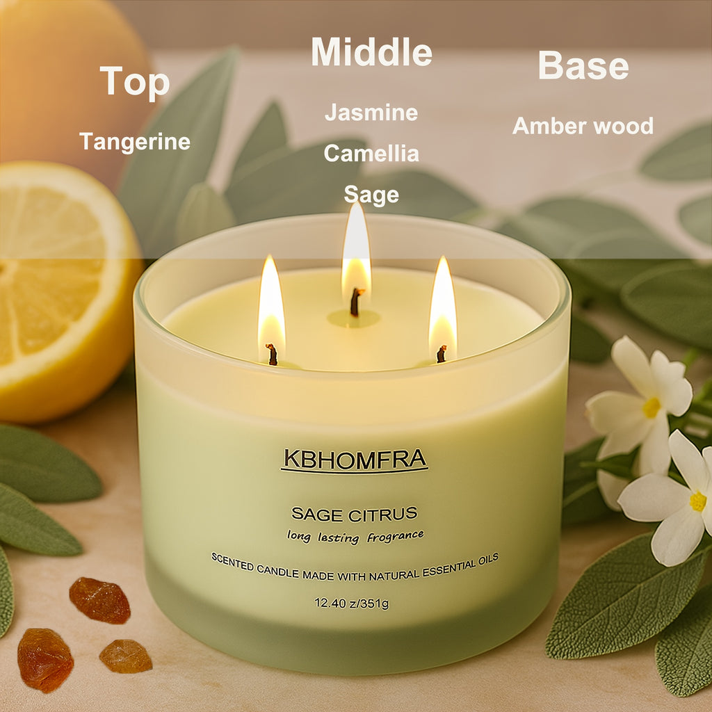 2Pack KBHOMFRA Scented Candle for Home, Coconut Jasmine Lavender Essential Oils Fragrant, Soy Wax 12.4Oz Large Capacity, 3-Wick 70 Hours Burn, for Festival Luxury Gift, Sleep Relaxation Ambience