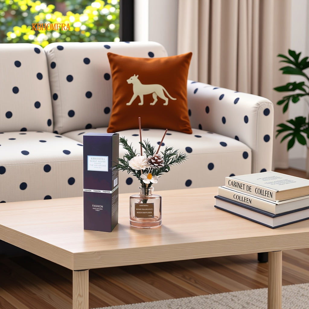 2pcs KBHOMFRA Dried Flower Reed Diffuser Jasmine Cedar Sandalwood Scent Diffusers with Stick for Home Bedroom Bathroom Diffuser Freshens Deodorizes Air.