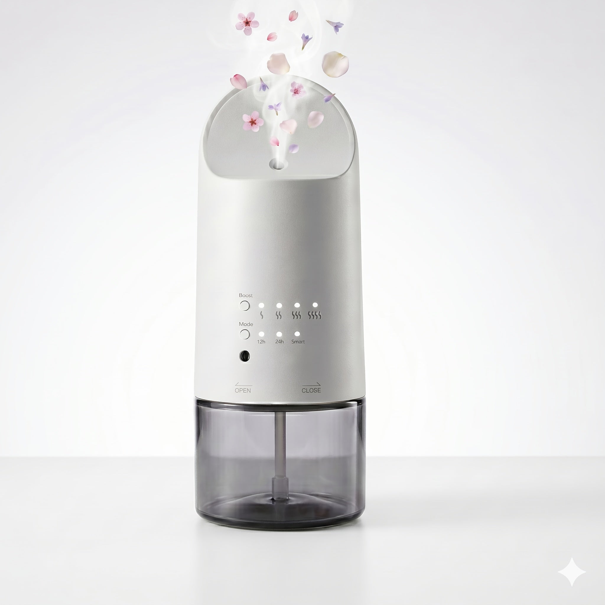 Plug-in Waterless Essential Oil Diffuser - 500 Sq.ft Coverage, Range Nano Mist Technology -5.41oz, Auto Day\u002FNight Modes, Diffuser for Large Room, Spa, Office, Button Version Kid\u002FPet Safe - Whit