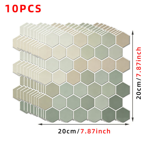 10pcs Reusable Crystal Texture Kitchen Stickers 2D Effect Self Adhesive Wall Decals for Splashback Renovation Waterproof DIY Home Decor