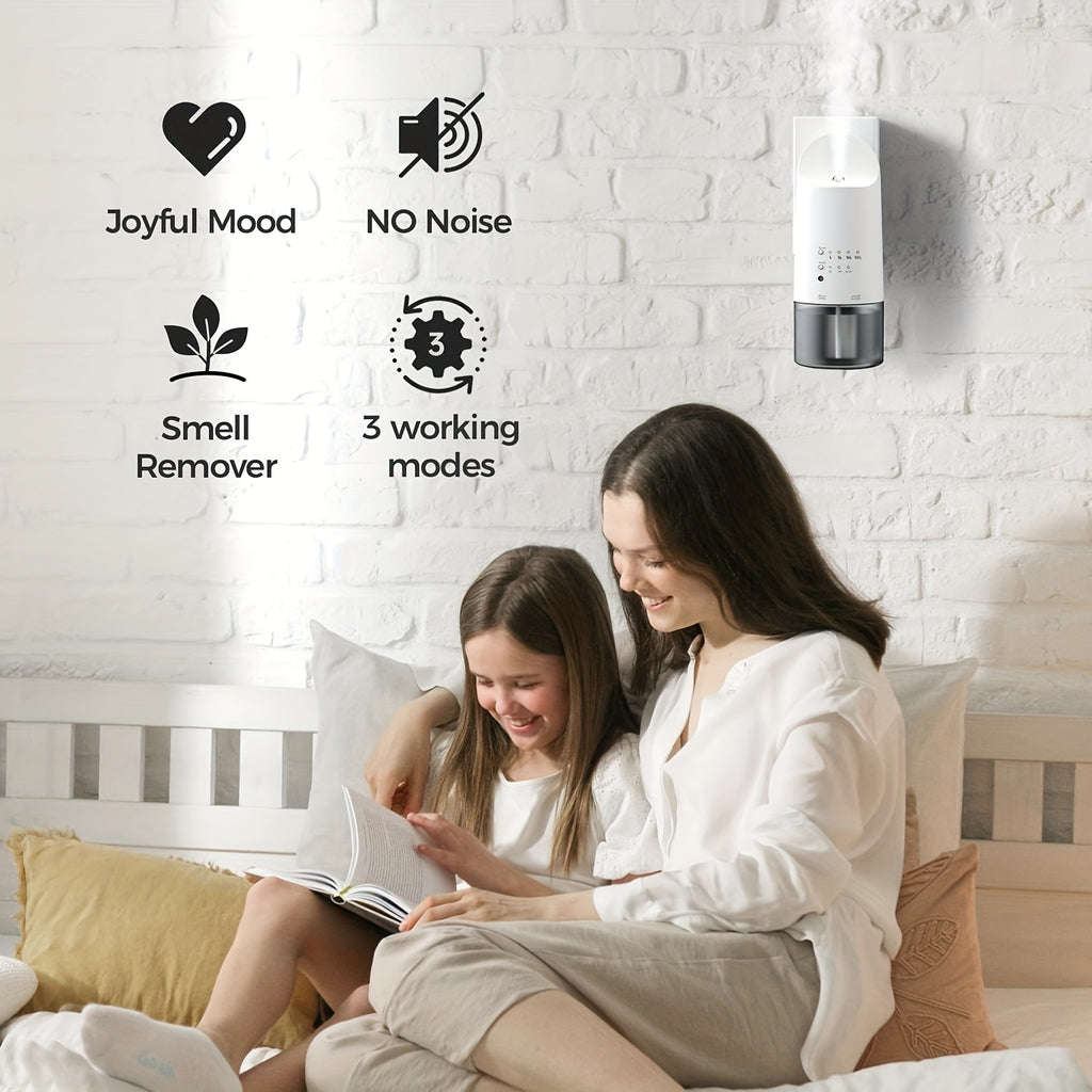 Plug-in Waterless Essential Oil Diffuser - 500 Sq.ft Coverage, Range Nano Mist Technology -5.41oz, Auto Day\u002FNight Modes, Diffuser for Large Room, Spa, Office, Button Version Kid\u002FPet Safe - Whit
