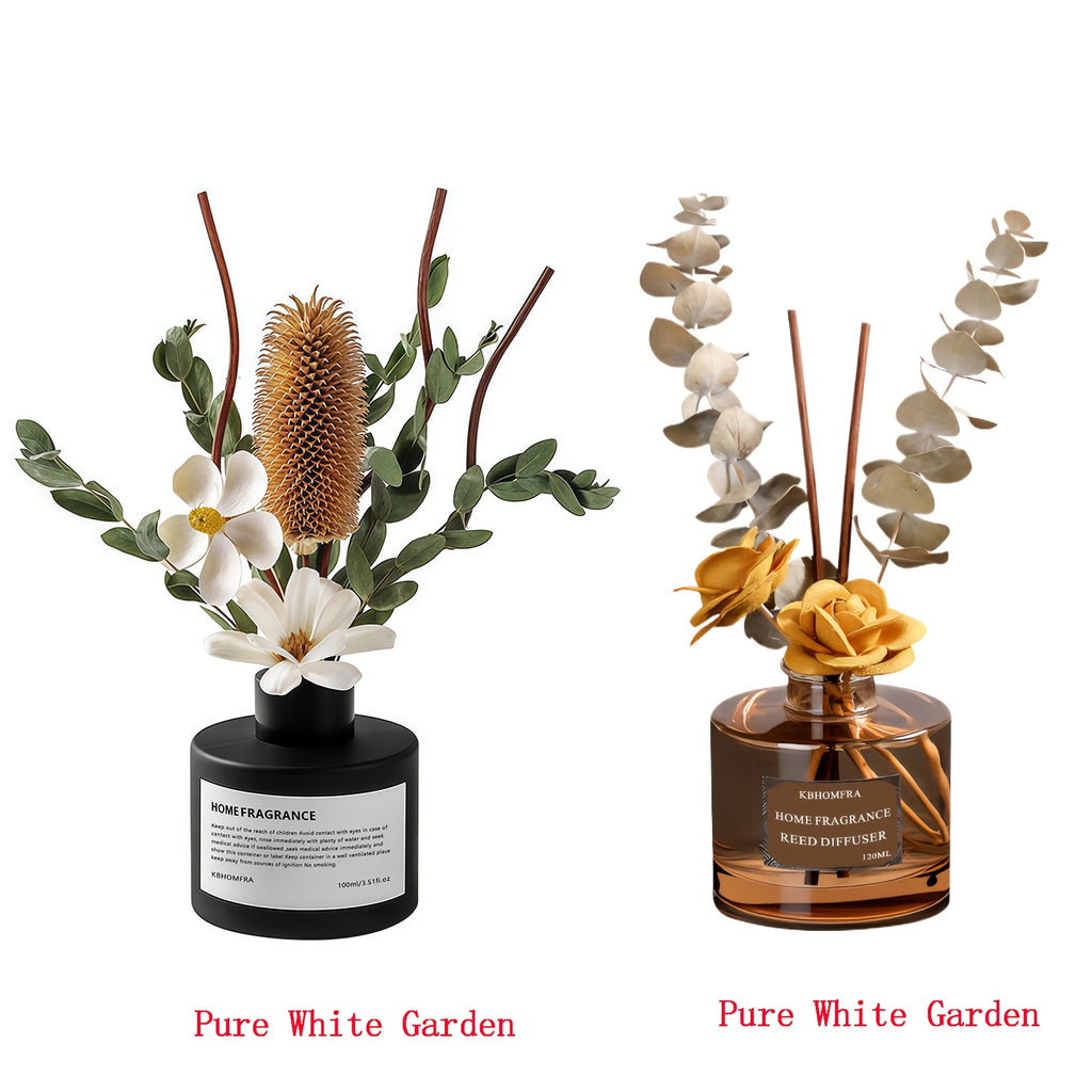 2pcs KBHOMFRA Dried Flower Reed Diffuser Jasmine Cedar Sandalwood Scent Diffusers with Stick for Home Bedroom Bathroom Diffuser Freshens Deodorizes Air.