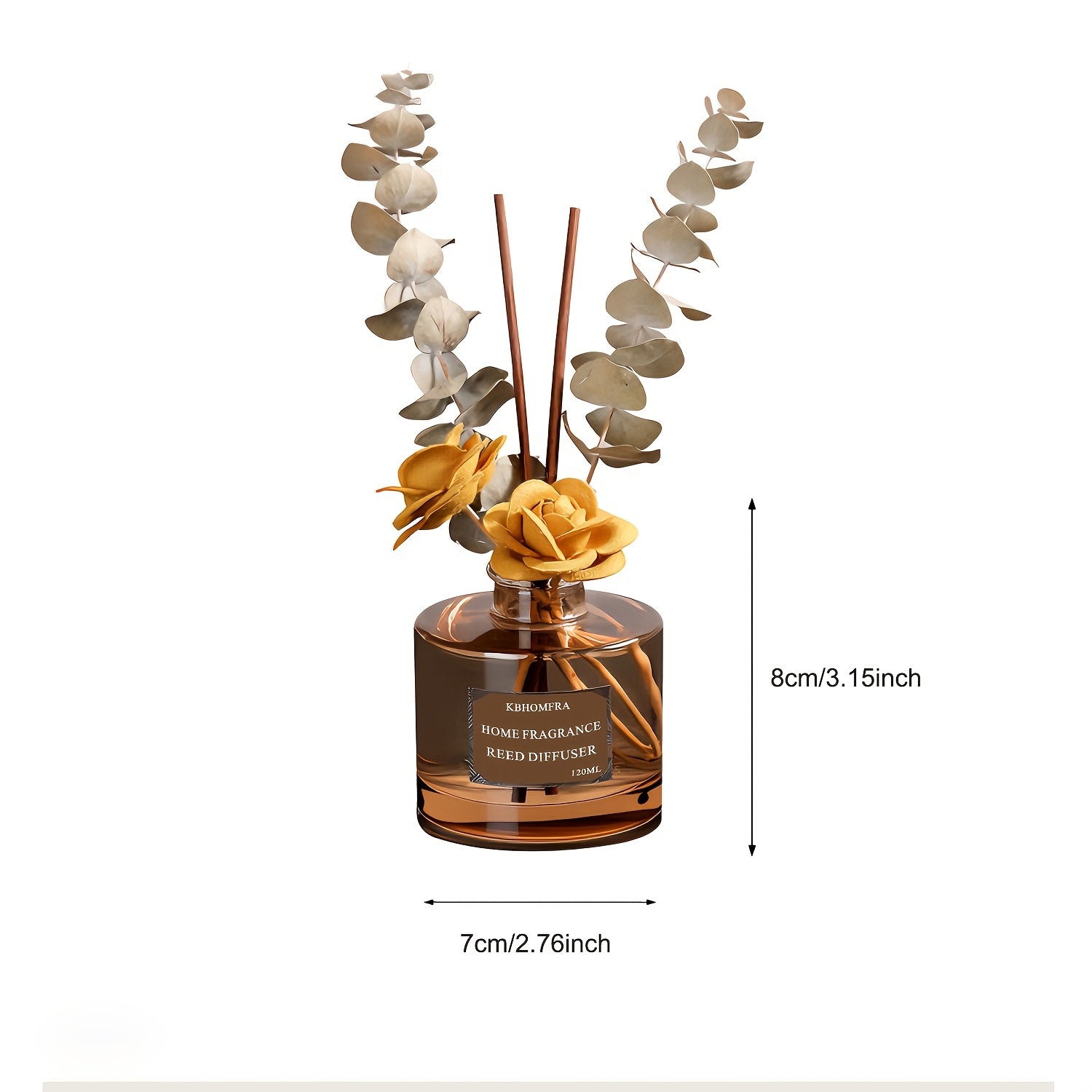 2pcs KBHOMFRA Dried Flower Reed Diffuser Jasmine Cedar Sandalwood Scent Diffusers with Stick for Home Bedroom Bathroom Diffuser Freshens Deodorizes Air.